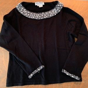 Black sweater with pearl beading….size Small